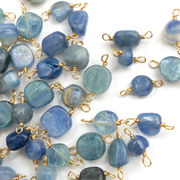 【天然石 カイヤナイト】コネクター チャーム シャンクビーズ 約6×8mm   ピアス ネックレス素材