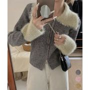 【日本倉庫即納】 ダブルジップニットカーディガンショート丈