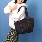 2025新作【COOCO クーコ】オリジナル柄テープ キルティング トートバッグ A4収納可能