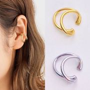 U型イヤーカフ｜無痛・ノンホールタイプ／二重レイヤーデザイン／小顔見せ×シンプル映え