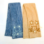 【マフラー】【ストール】アリ刺繍＆無地2枚重ね通し型ミニマフラー