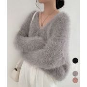 【日本倉庫即納】 シャギーニットカーディガン モヘアタッチ
