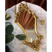 Fashions 限定発売  彫花柄 レトロ美人鏡 壁掛け型 コンパクト化粧鏡