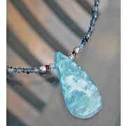 ローマングラス + アイオライト＆チェコビーズ　ネックレス