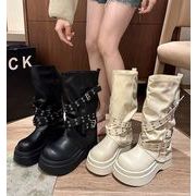 秋冬シューズ ブーツ フェイクレザー ロングブーツ 厚底 お出かけ