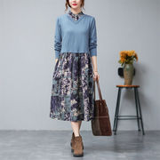 【2025秋新作】切り替えデザインロングワンピースカジュアル