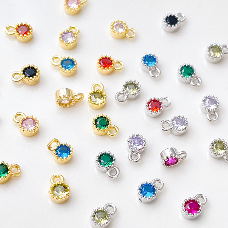 ラインストーンチャーム ミル打ち 丸カン付 メタルパーツ 金属 アクセサリーパーツ ジルコン ハンドメイド