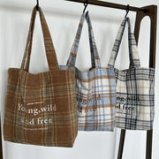 トートバッグ　デザイン　韓国ファッション　大容量　チェック柄