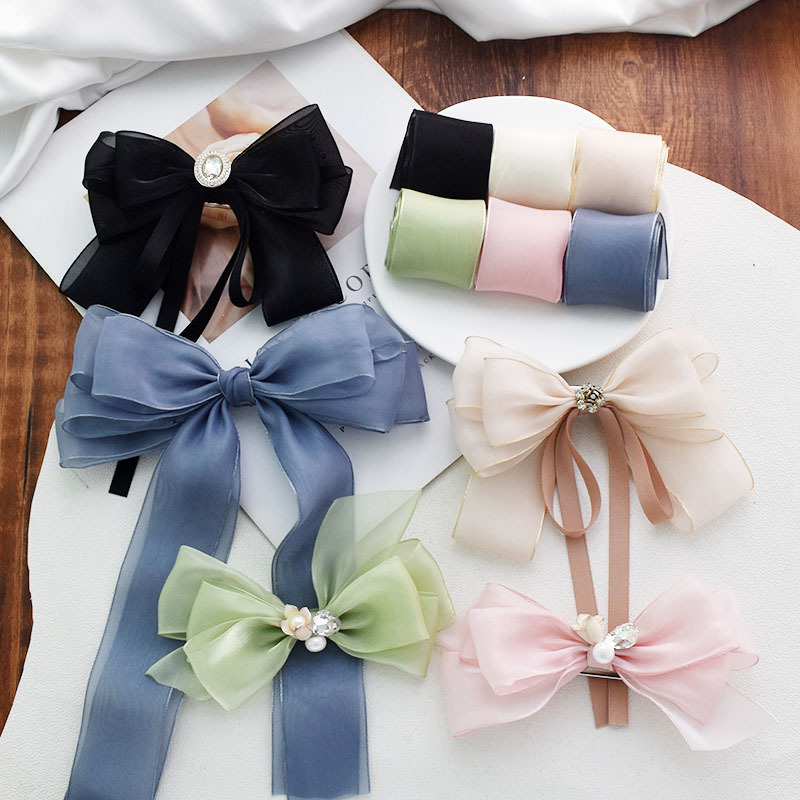 チュールリボン 無地 幅4cm アクセサリーパーツ 生地 オーガンジーリボン カルトナージュ 材料 縁取り