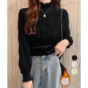 【日本倉庫即納】 裏起毛シャーリングブラウス韓国風トップス