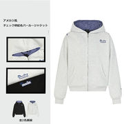 メンズ 秋新作 美式ヴィンテージ チェック切り替え 刺繍入り スウェットアウター ユニセックス★全2色