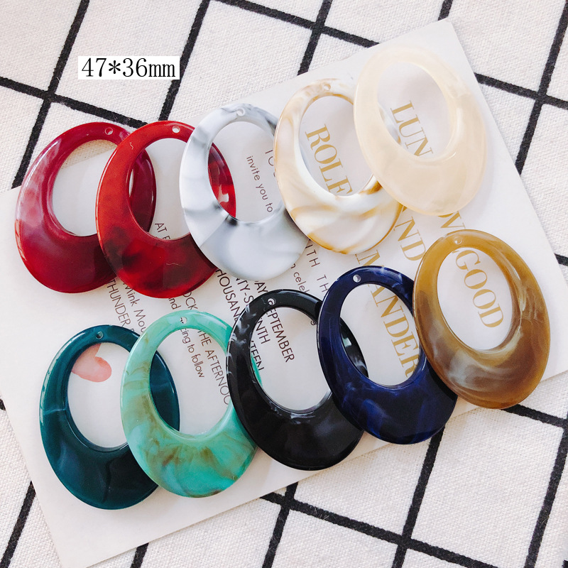 樹脂チャーム オーバル フレーム 通し穴付 アクセサリーパーツ 天然素材風 大ぶり マーブル ドロップ 装飾