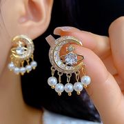 ジルコニアクリアストーン フリンジイヤリングセット エレガント 高級感ブライダルアクセサリー