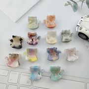 12色  かわいい  猫のヘアクリップ 大人 子供 猫柄 髪飾り 猫関連雑貨  アセテート  バンスクリップ
