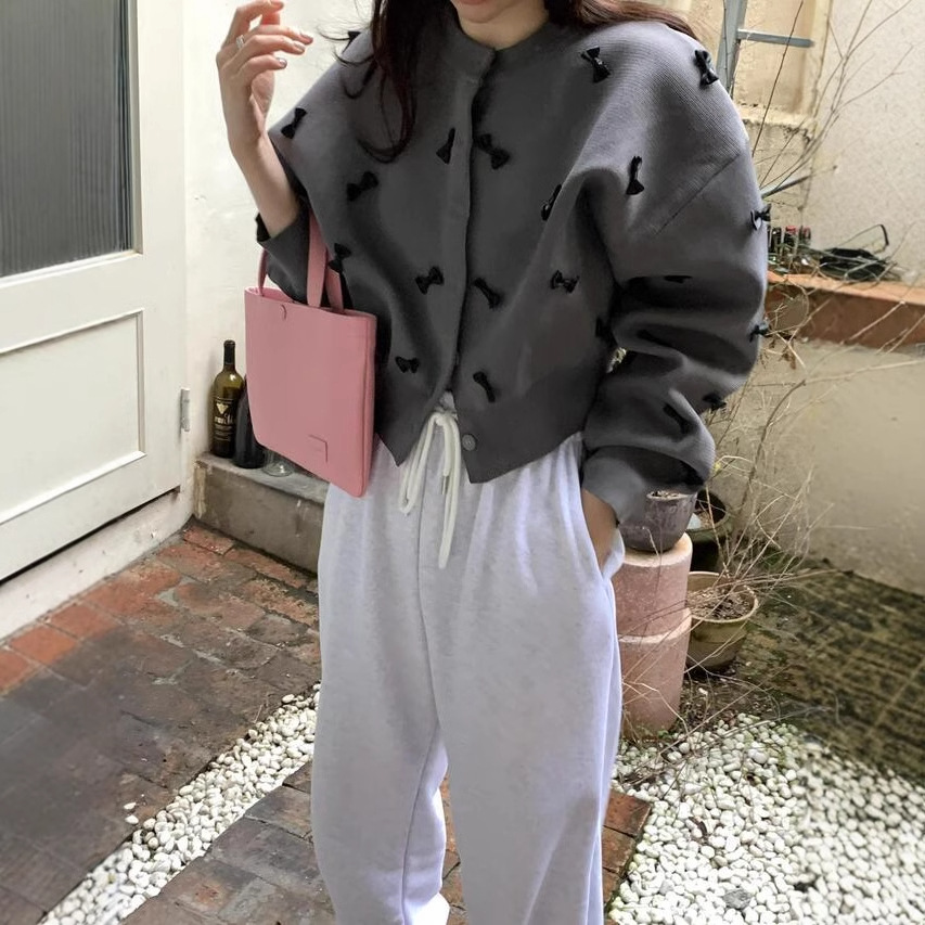 カーディガン ニットカーディガン レディース 春秋 ニット セーター アウター 羽織り ショート丈