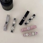 2025年新作 上品  シルク光沢サテン クリスタルリボンヘアクリップ 前髪 バブル用 ヘアアクセサリー