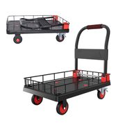 台車 バスケット 手押し 折りたたみ式 カゴ付き ストッパー付き 耐荷重200kg メッシュ運搬用