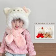 子供帽子　キッズ帽子　マフラー　リボン　ネコ　ふわふわ　可愛い　韓国キッズハット