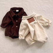 2025秋冬※BAIS☆コーデュロイ ロンパース 三点セット ベビー 男女兼用
