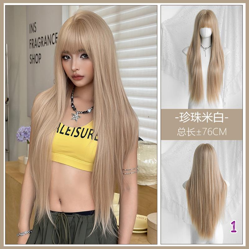 レディースウィッグ☆自然な髪型☆即着用☆ベースキャップ付き☆76CM