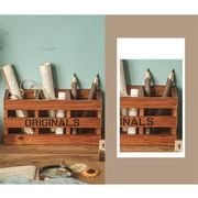 当店のおすすめ  INSスタイル 天然木製デスクオーガナイザー ヴィンテージ調ペン＆化粧ブラシ収納