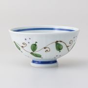 〈ＳＡＬＥ〉【波佐見焼】 点唐草 軽面軽量飯碗 大・青　日本製