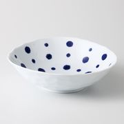 〈ＳＡＬＥ〉【波佐見焼】 藍染水玉 変形多用鉢　日本製