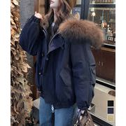 【日本倉庫即納】 トグルボタン中綿ジャケットファー襟コート