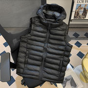 中綿ベスト ダウンベスト風 フード付き 軽量 防寒 男女兼用 ストリート アメカジ アウター