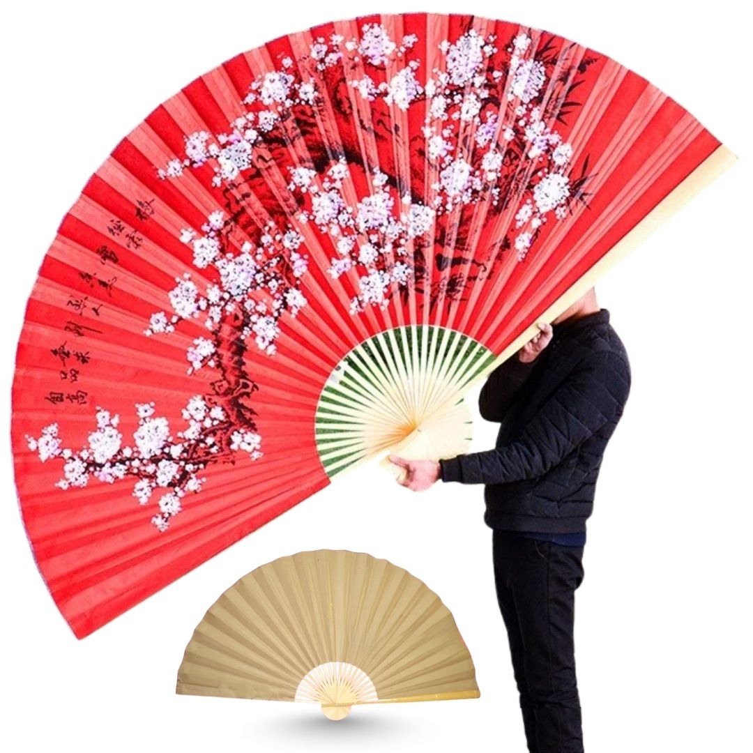 巨大 扇子 梅の花 212cm コスプレ 演劇 レッド 和風 壁掛け インテリア