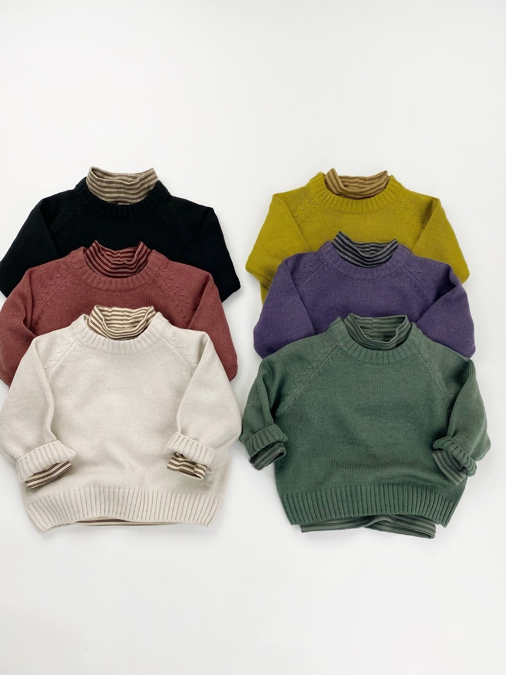 2025秋冬 韓国風 キッズニット ゆったりラウンドネックセーター   6色