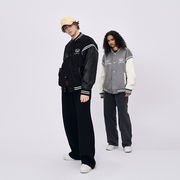 メンズ 刺繍入り スタジャン 男女兼用 ストリート系  PU袖 ジャケット 秋冬 2025新作★全2色