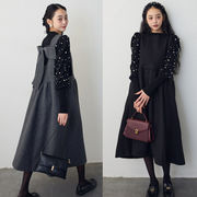 12月新入荷★韓国風☆バックリボンボックスシルエットジャンスカ☆ワンピース☆レディース服   2色