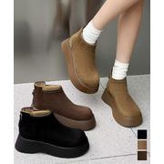 【日本倉庫即納】 スエードタッチ厚底ショートブーツ 裏起毛