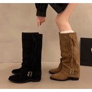 秋冬シューズ  ロングブーツ ルーズ風 ニーハイブーツ フリンジ