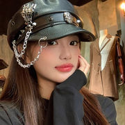 ベレー帽 PUレザー スタッズ パンク ゴシック 地雷系 黒 ギャル
