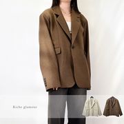 【2026新作】ミックスカルゼ　オーバーサイズ　テーラードジャケット(33136)