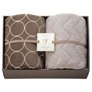 グランフランセヌーベル ハイソフトタッチ マイヤー毛布&吸湿発熱綿入り敷パットグレージュ