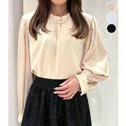 【2025新作】パールネックプリーツ袖ブラウス★衣料136