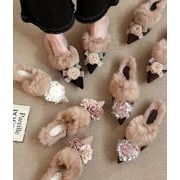 秋冬シューズ  パンプス   サンダル つっかけ 尖り フェイクファー  お出かけ
