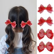 2個/セット かわいい リボンいちごヘアピン 髪飾り いちごヘアクリップ いちごの雑貨 女性ヘアアクセサリー