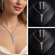 【キュービックジルコン】ゴージャスデザインネックレスピアスセットE190013