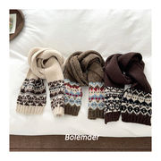 子供マフラー　ニットマフラー　フェアアイル柄   韓国ファッション