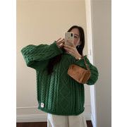 今季マストバイ   気質   おしゃれ  クルーネック   プルオーバー  アラン  ニット セーター