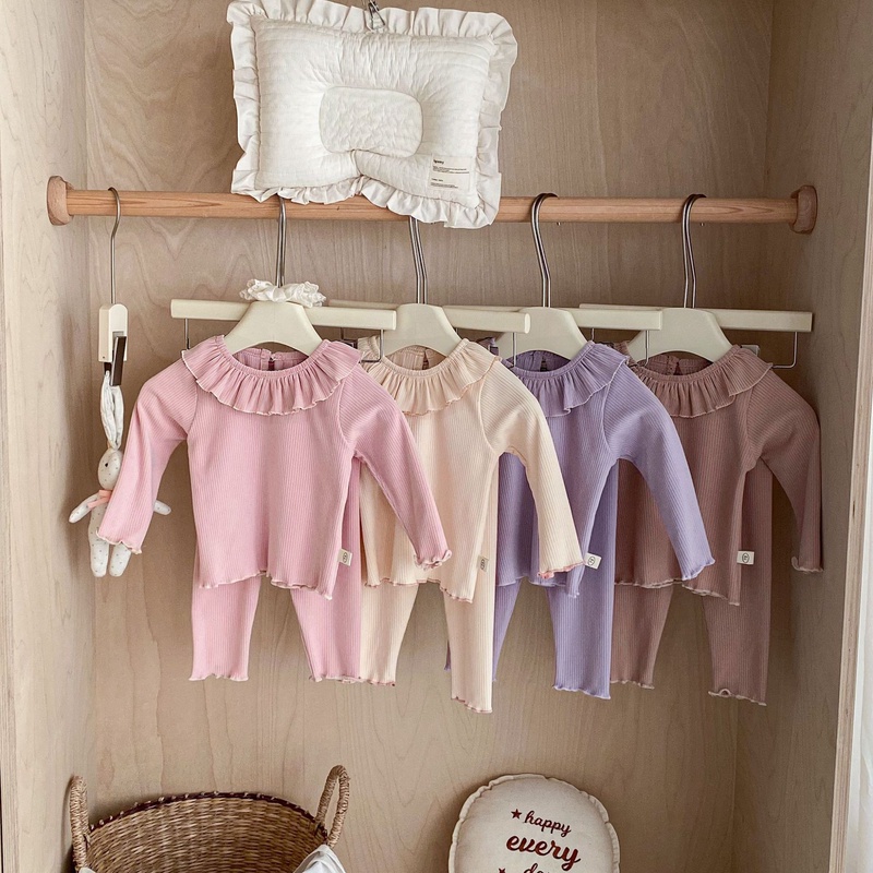 2025秋冬※【在庫限り】無地ルームウェア セット フリルネック 2点セット 女の子