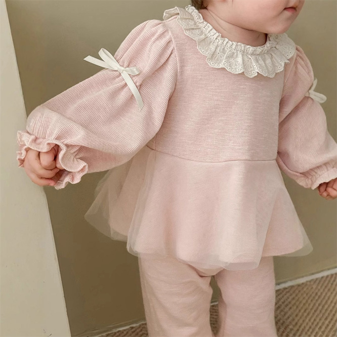 2025秋冬※セット チュールリボン ドールシャツ フレアパンツ 2点セット 女の子