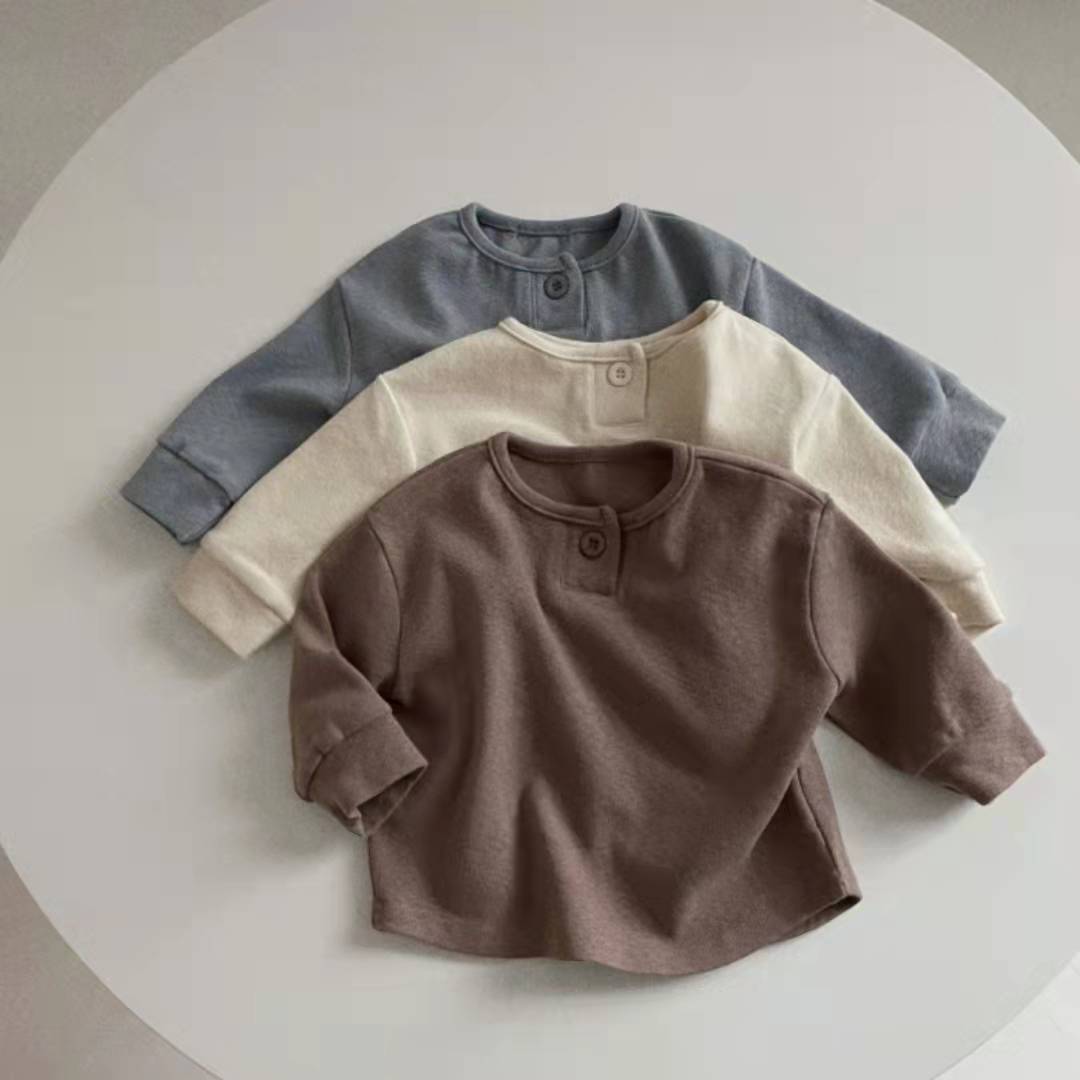 insスタイル　春秋　ベビー服　ヘンリーネック　長袖Tシャツ　カジュアル　無地　トップス　インナーシャツ