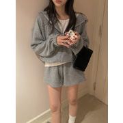 今季マストバイ   気質   おしゃれ 　長袖　ジップアップ　パーカー+ショートパンツ　 2 点セット