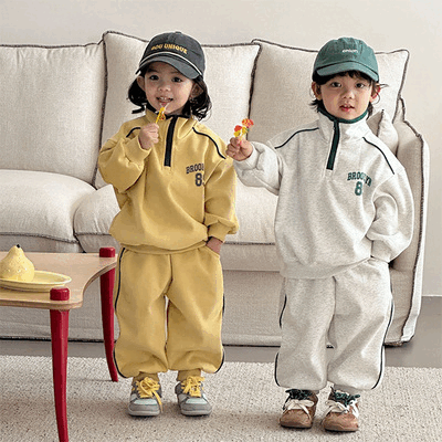 2026春※QQMM☆セットアップ スポーツ カジュアル スウェット トレーナー＋パンツ 男女兼用