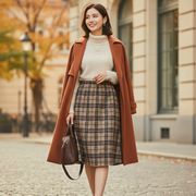 【冬物値下げ！】裏微起毛　ウールライクカットソー　ミモレ丈フレアースカート